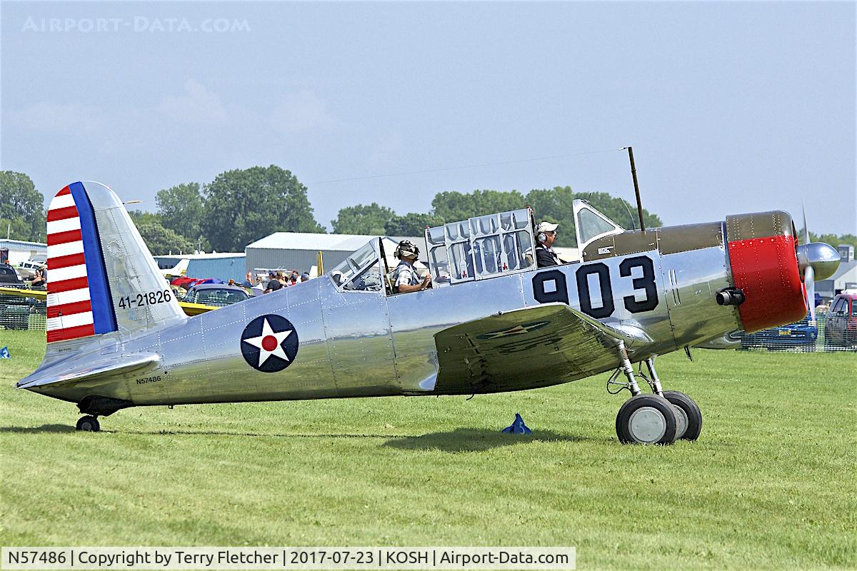 N57486, 1942 Consolidated Vultee BT-13A Valiant C/N 5665, at 2017 EAA AirVenture at Oshkosh