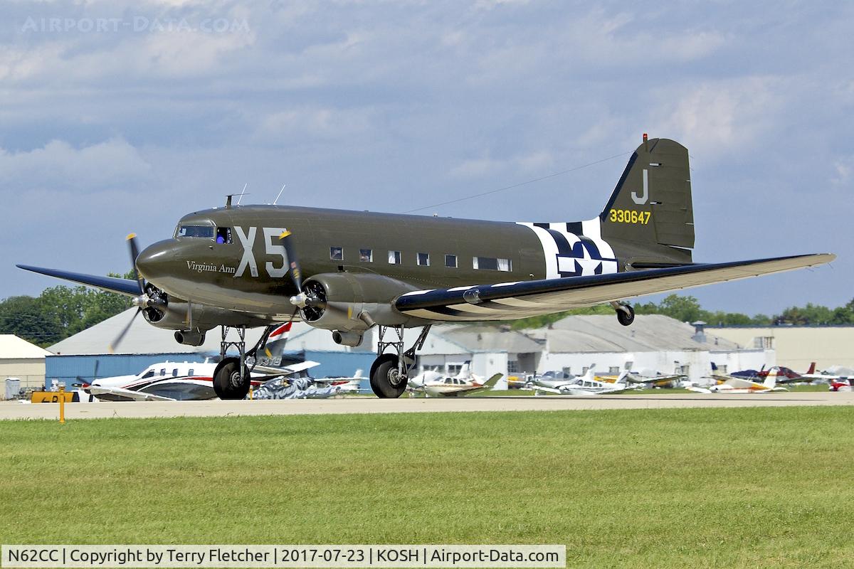 N62CC, 1943 Douglas DC-3C (C-47A-DL) C/N 13798, at 2017 EAA AirVenture at Oshkosh