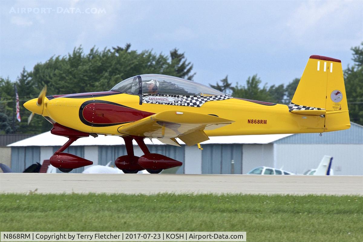N868RM, 2012 Vans RV-8A C/N 81347, at 2017 EAA AirVenture at Oshkosh