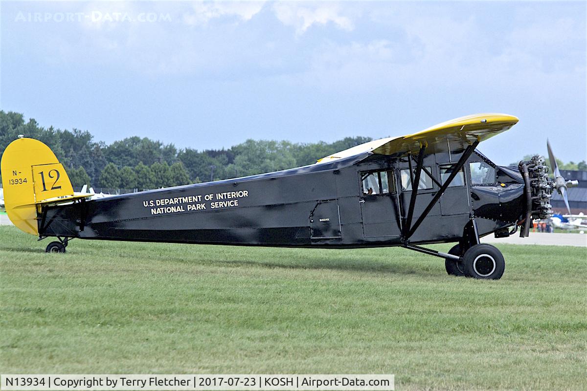 N13934, 1928 Fairchild FC-2W-2 C/N 531, at 2017 EAA AirVenture at Oshkosh