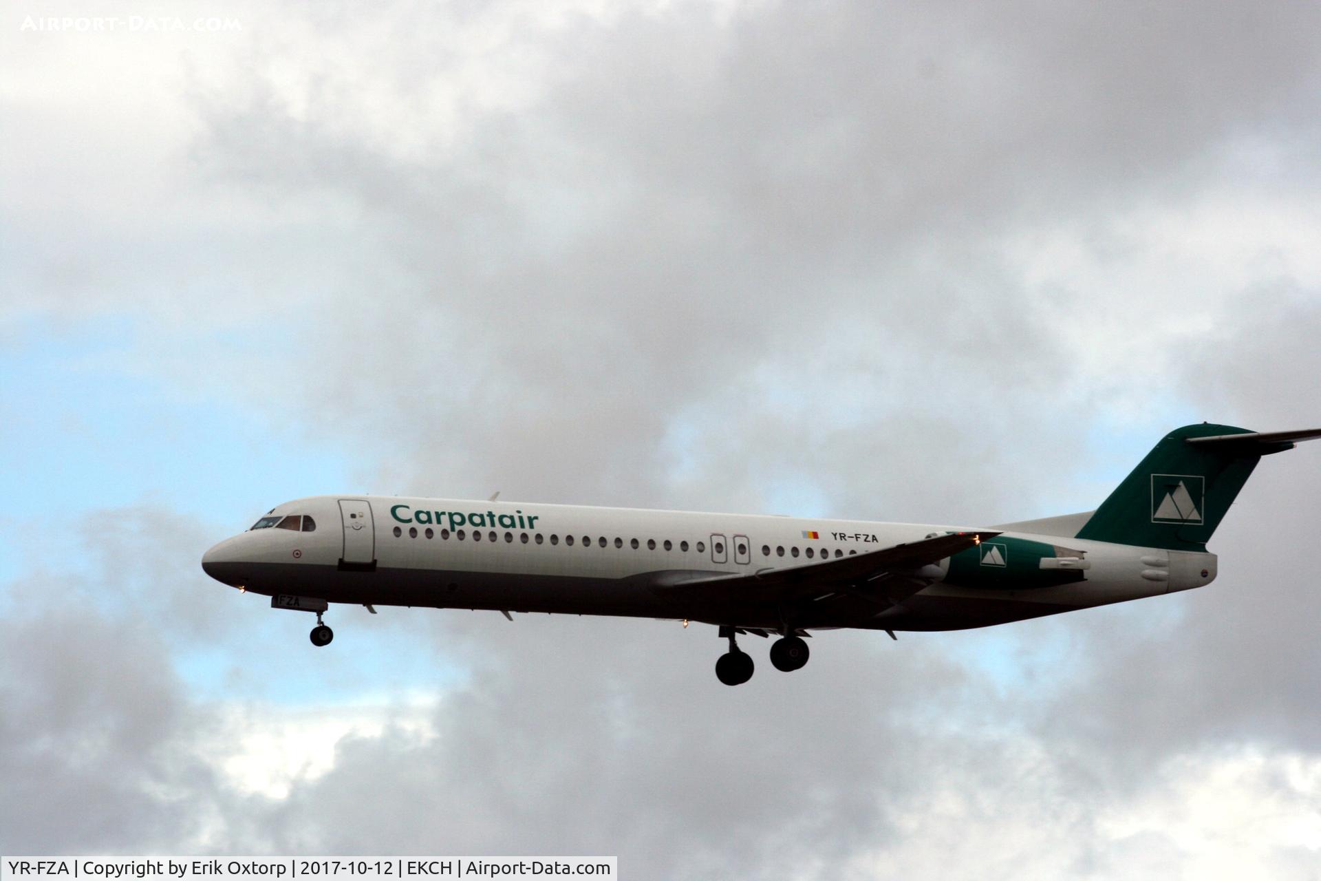 YR-FZA, 1992 Fokker 100 (F-28-0100) C/N 11395, YR-FZA landing rw 22R