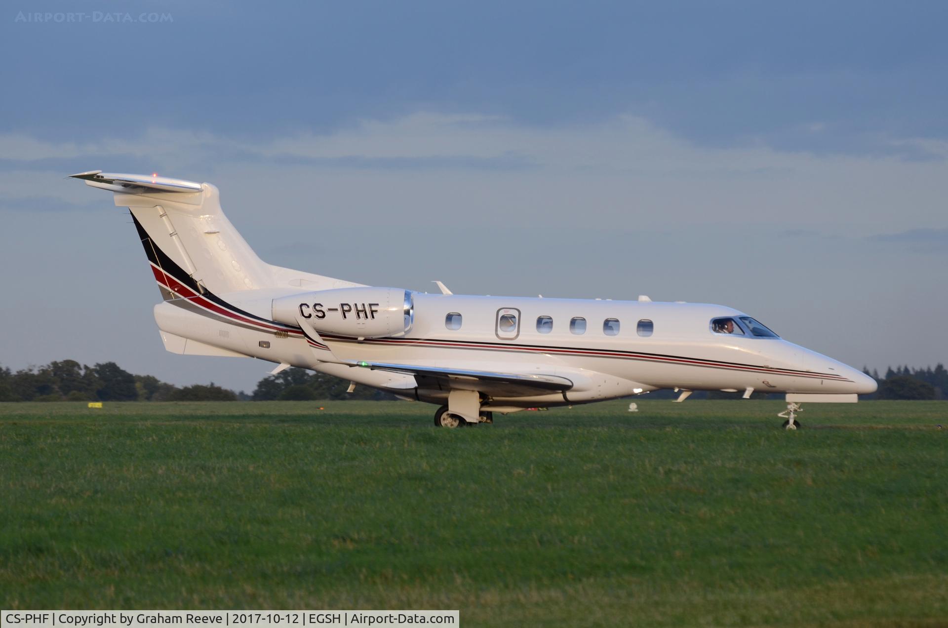 CS-PHF, 2015 Embraer EMB-505 Phenom 300 C/N 50500260, Just landed at Norwich.