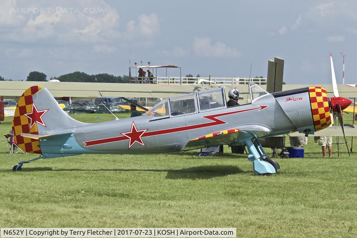 N652Y, 2004 Yakovlev (Aerostar) Yak-52TW C/N 0412510, At 2017 EAA AirVenture at Oshkosh