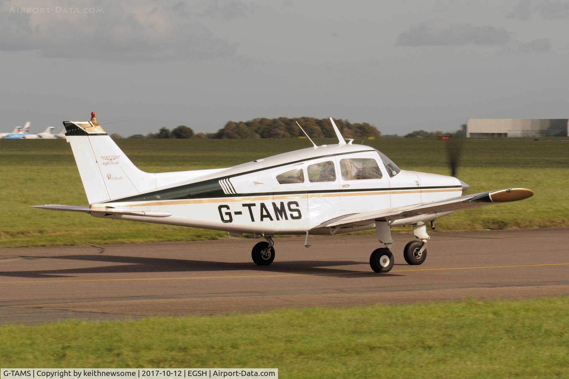 G-TAMS, 1967 Beech A23-24 Musketeer Super III C/N MA-190, Leaving Norwich.