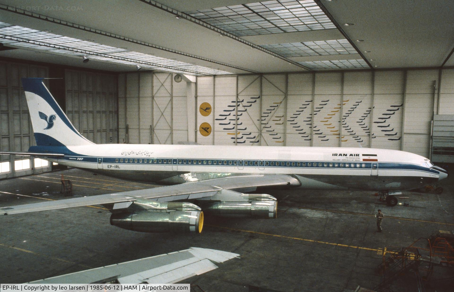 EP-IRL, 1969 Boeing 707-386C C/N 20287, Hamburg 12.6.85 after maintenance by Lufthansa