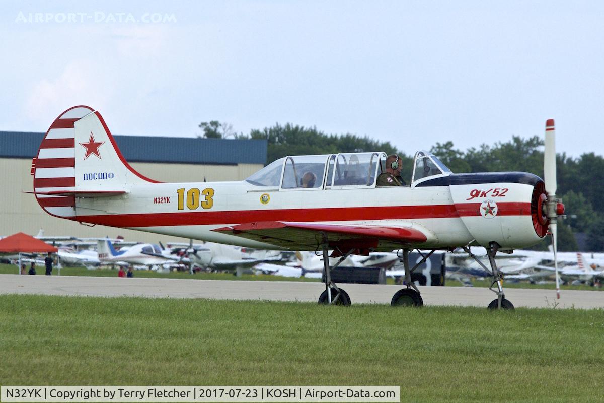 N32YK, 1986 Yakovlev Yak-52 C/N 866907, At 2017 EAA AirVenture at Oshkosh