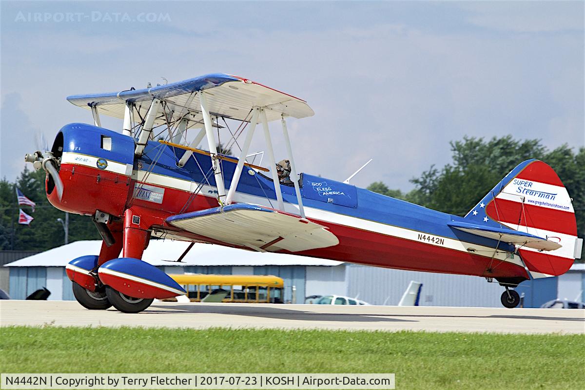 N4442N, 1943 Boeing A75N1 (PT17) C/N 75-7893, At 2017 EAA AirVenture at Oshkosh