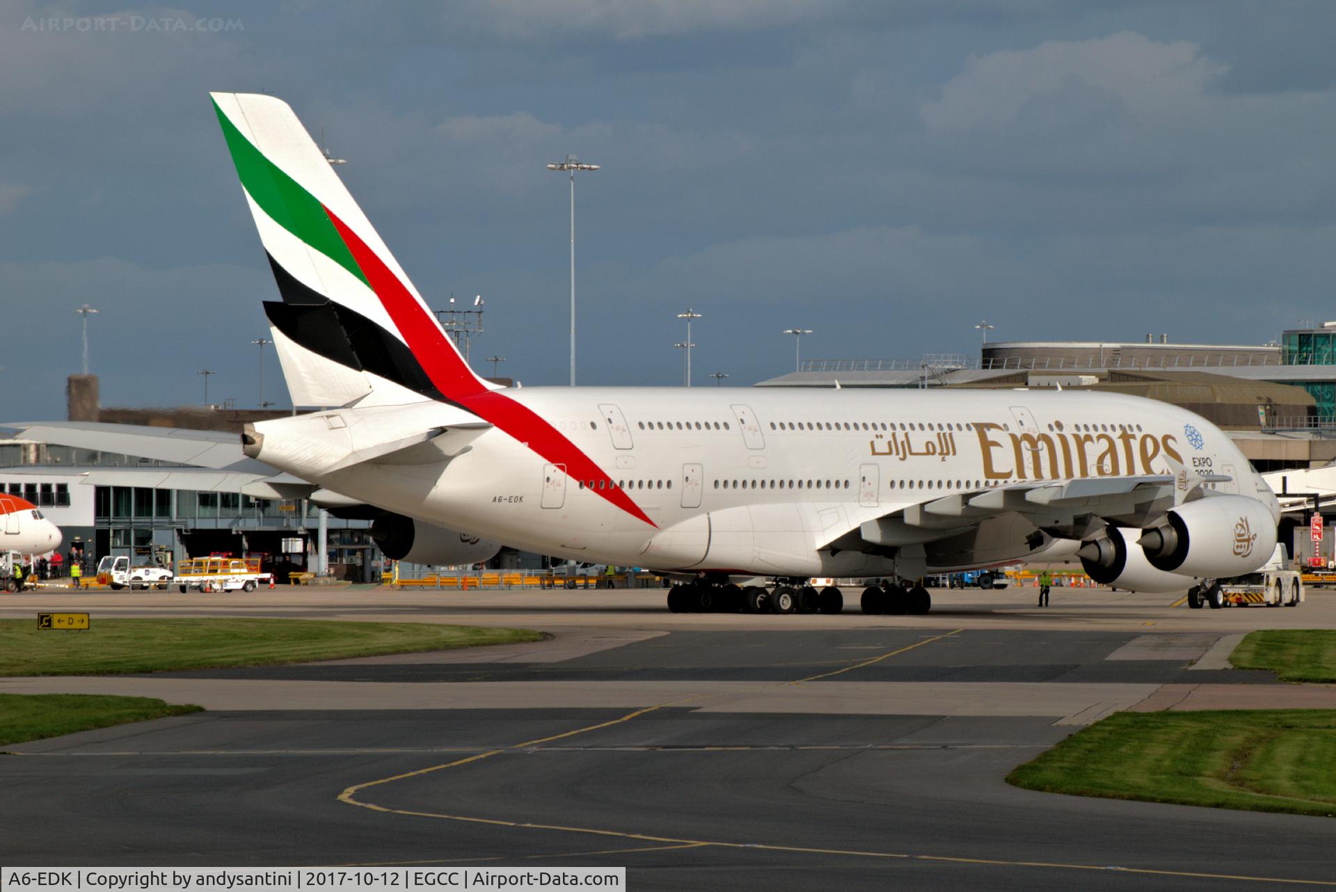 A6-EDK, 2010 Airbus A380-861 C/N 030, being pushed back
