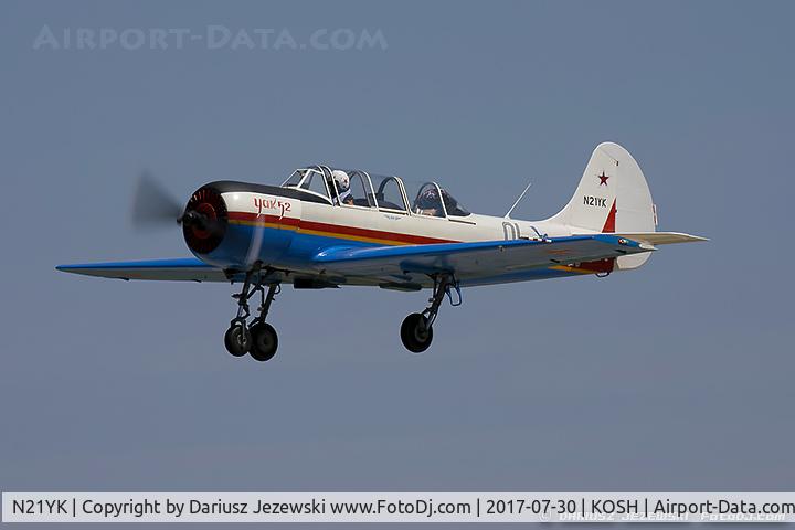 N21YK, 1992 Yakovlev Yak-52 C/N 9211609/01, Yakovlev Yak-52  C/N 9211609/01, N21YK