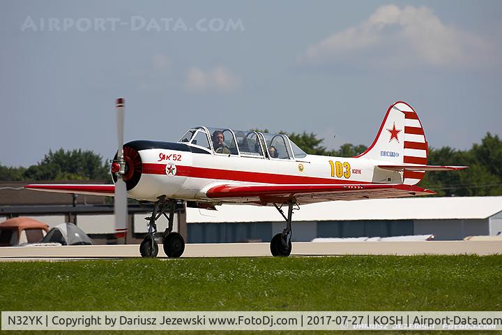 N32YK, 1986 Yakovlev Yak-52 C/N 866907, Yakovlev Yak-52  C/N 866907, N32YK