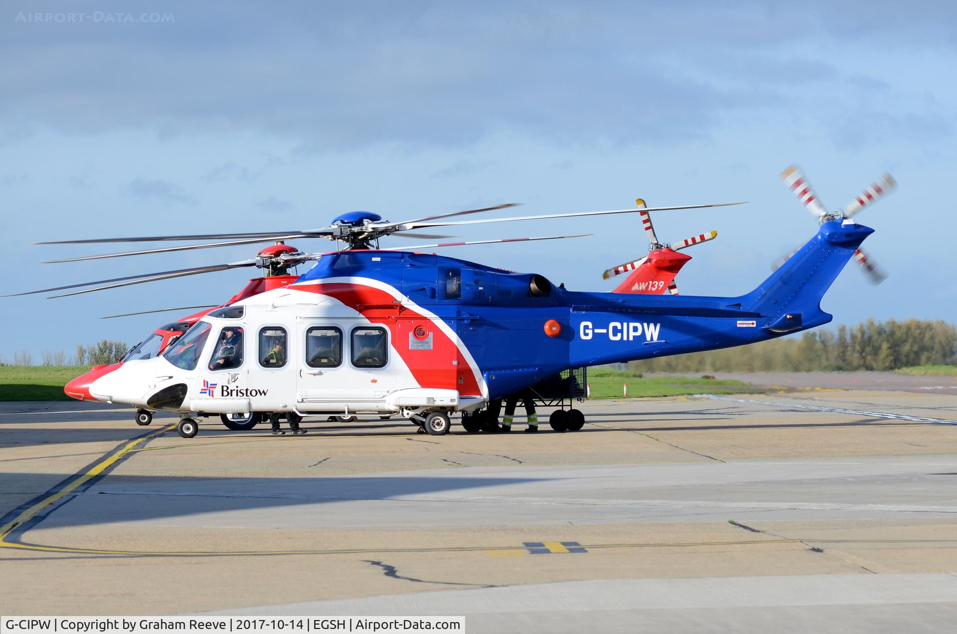 G-CIPW, 2013 AgustaWestland AW-139 C/N 41344, Just landed at Norwich.