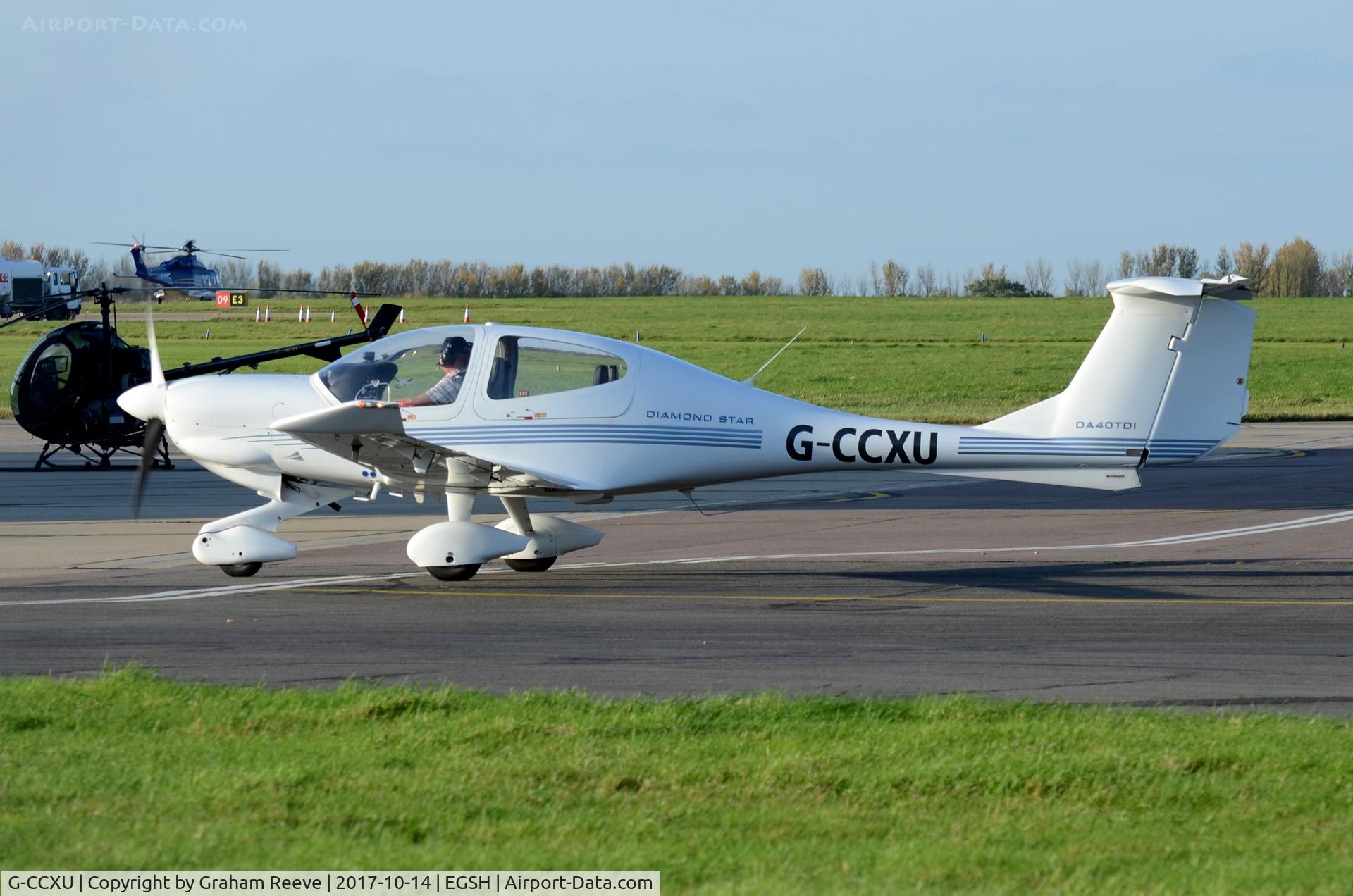 G-CCXU, 2003 Diamond DA-40D Diamond Star C/N D4.037, Just landed at Norwich.
