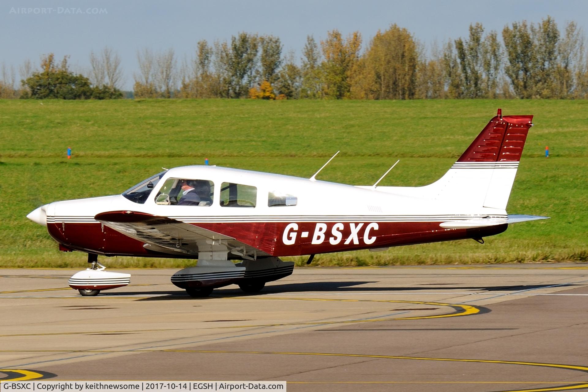 G-BSXC, 1984 Piper PA-28-161 Cherokee Warrior II C/N 28-8416126, Arriving at Norwich.