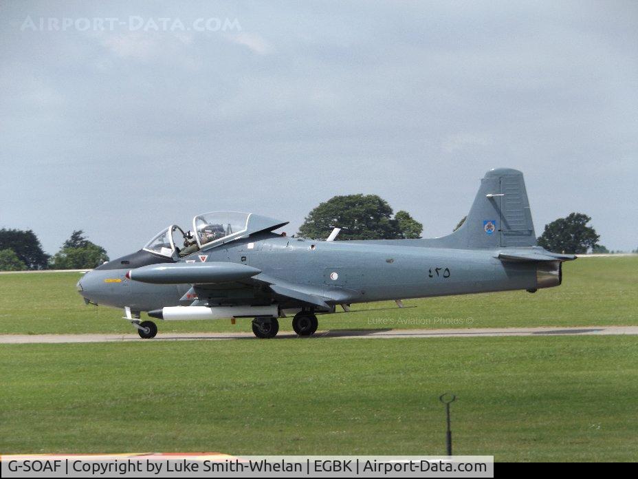 G-SOAF, 1986 BAC 167 Strikemaster Mk.82A C/N 425, Parked at Sywell Aerodrome.