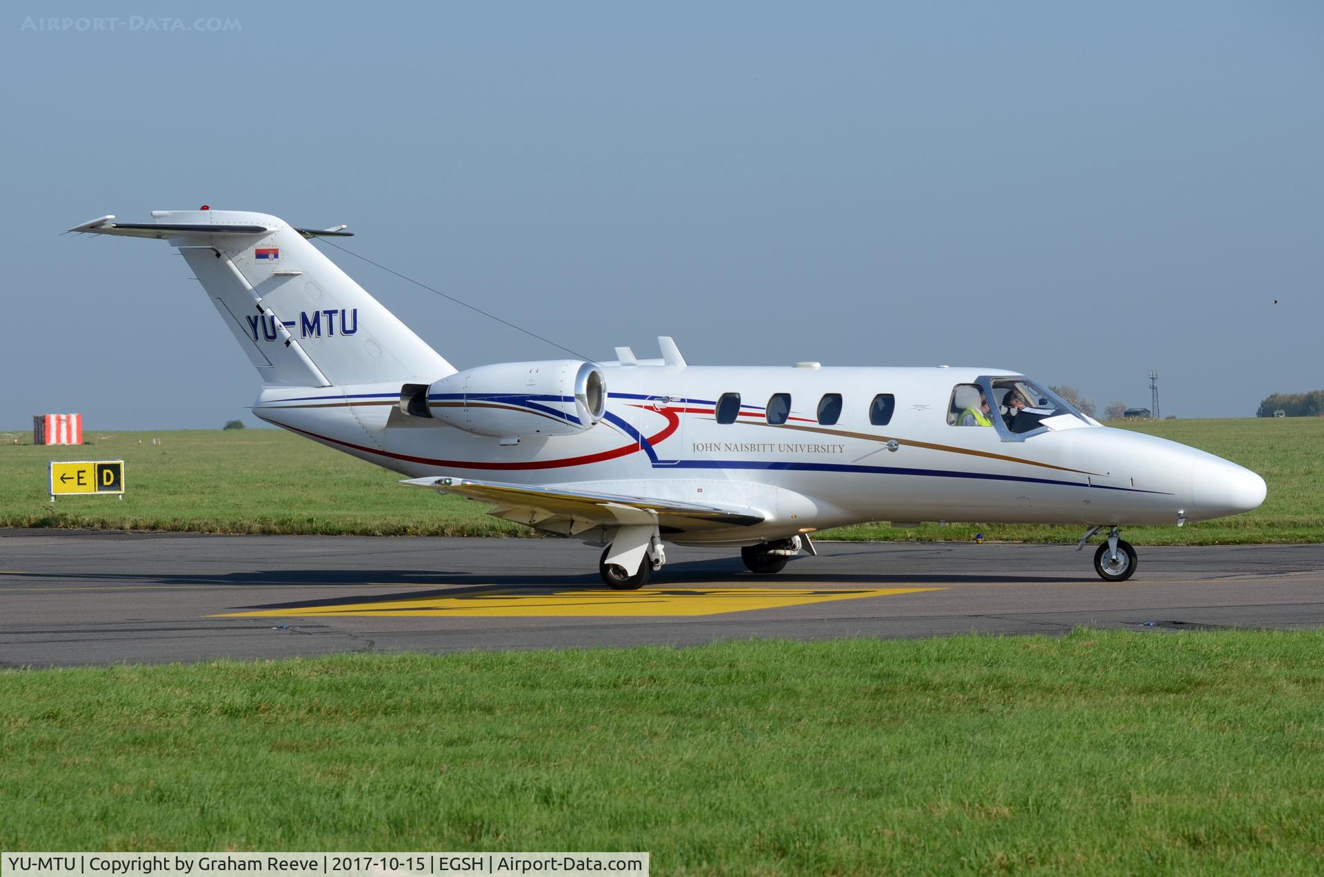 YU-MTU, 1998 Cessna 525 CitationJet CJ1 C/N 525-0295, Departing from Norwich.