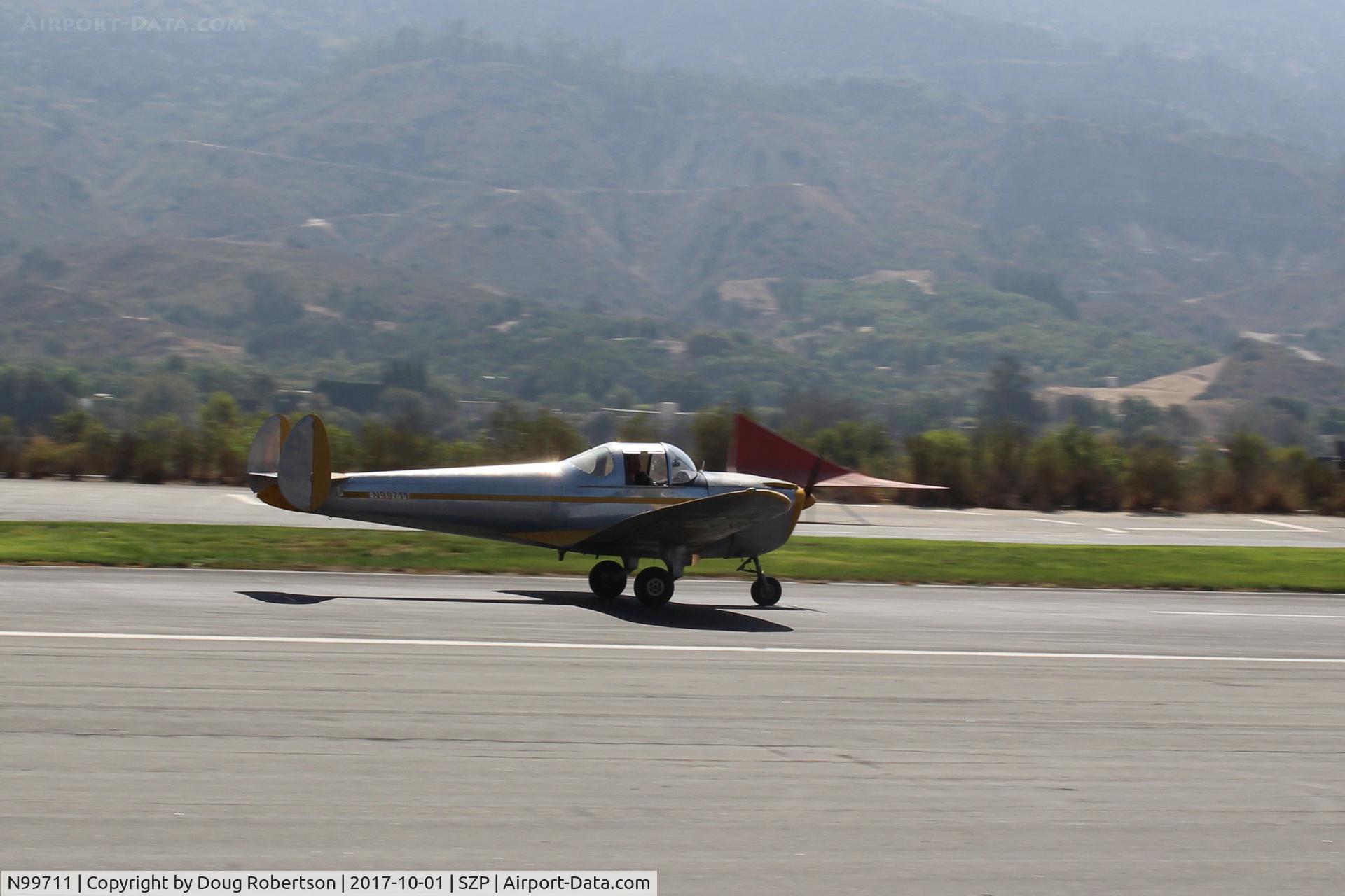 N99711, 1946 Erco 415D Ercoupe C/N 2334, 1946 ERCO Ercoupe 415-D, Continental O-200 100 Hp upgrade, landing roll Rwy 22
