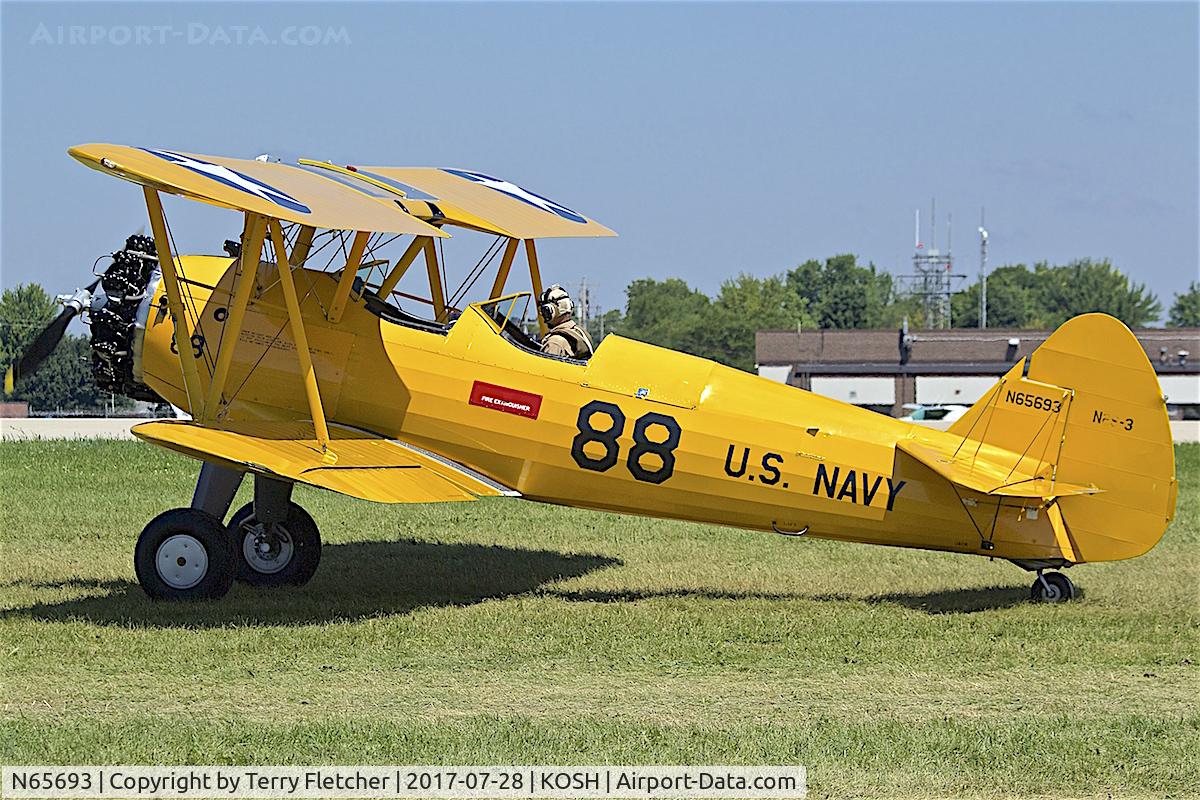 N65693, 1942 Boeing B75N1 C/N 75-6966, at 2017 EAA AirVenture at Oshkosh