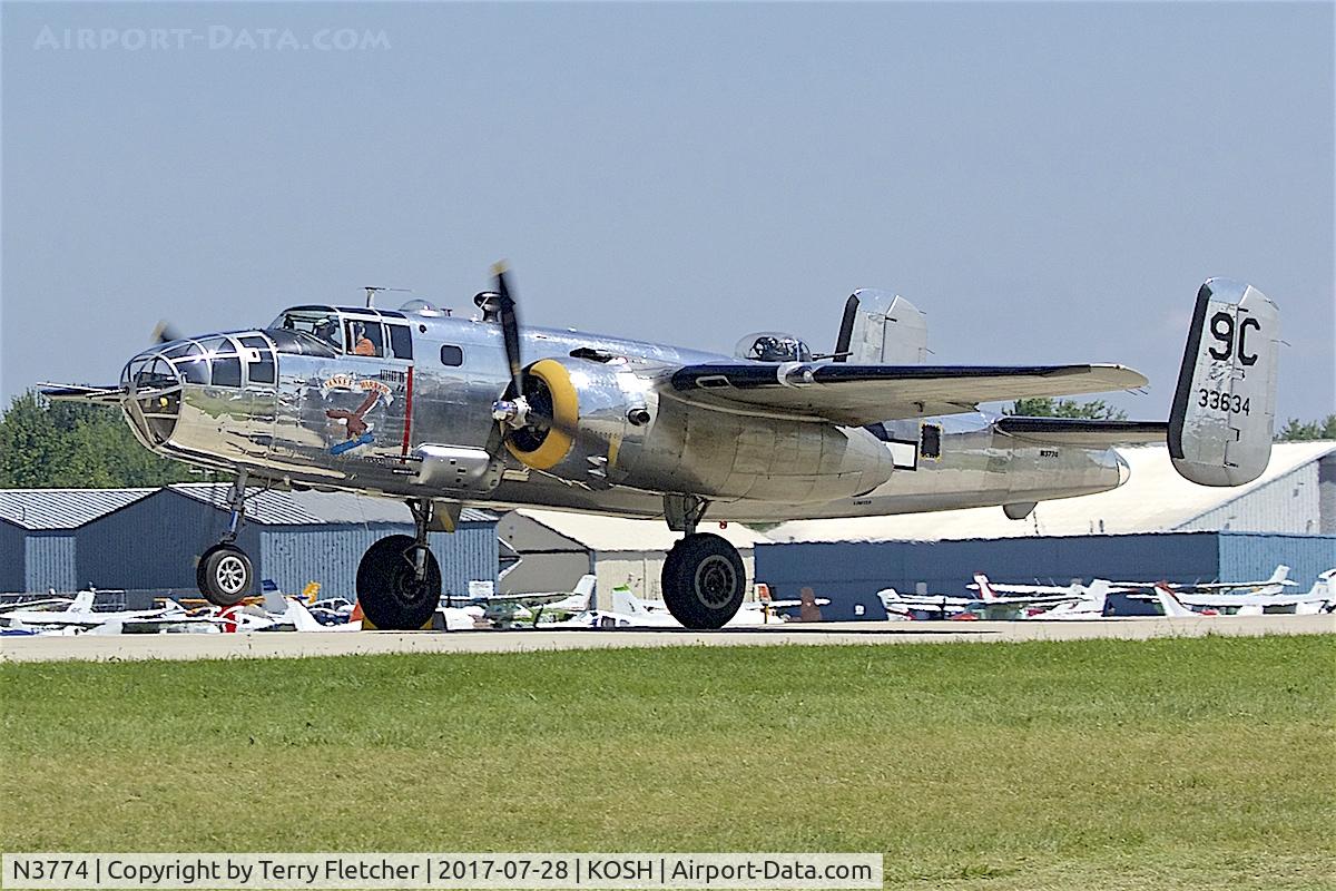 N3774, 1943 North American B-25D Mitchell C/N 100-23960, at 2017 EAA AirVenture at Oshkosh