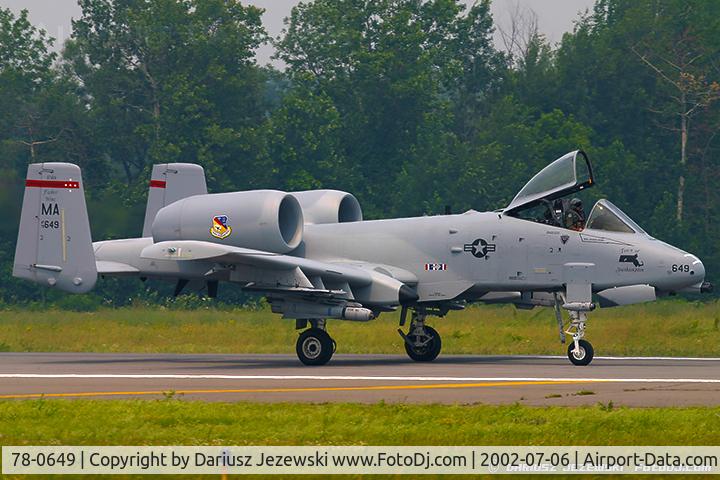 78-0649, 1978 Fairchild Republic A-10A Thunderbolt II C/N A10-0269, A-10A Thunderbolt 78-0649 MA from 104th FW 131st FS Barnes ANGB, MA
