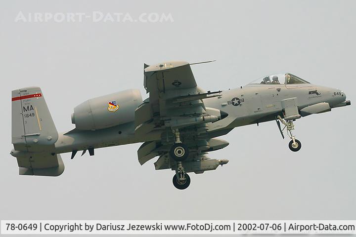 78-0649, 1978 Fairchild Republic A-10A Thunderbolt II C/N A10-0269, A-10A Thunderbolt 78-0649 MA from 104th FW 131st FS Barnes ANGB, MA