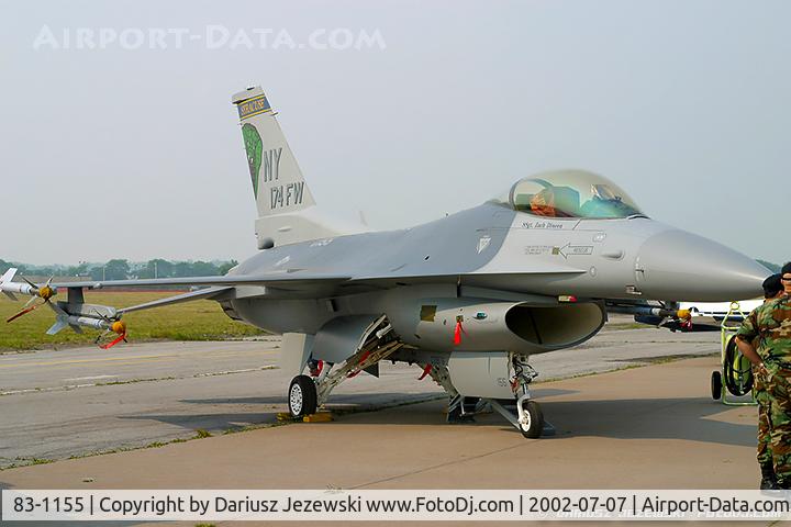 83-1155, 1983 General Dynamics F-16C Fighting Falcon C/N 5C-38, F-16C Fighting Falcon 83-1155 NY from 138th FS 'Boys from Syracuse' 174th FW NY Hancock Field ANGB, NY