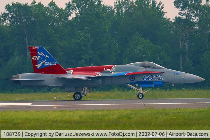 188739, McDonnell Douglas CF-188A Hornet C/N 0284/A229, CAF CF-188 Hornet 188739 from 425th TFS 'Alouette' 3rd Wing, CFB Bagotville