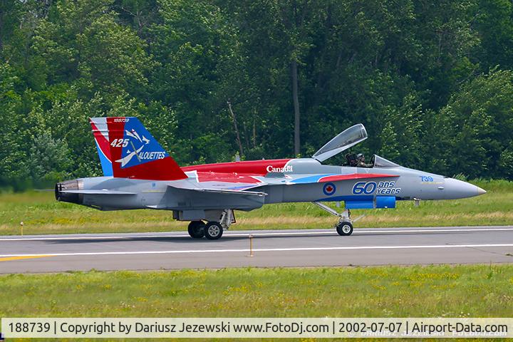 188739, McDonnell Douglas CF-188A Hornet C/N 0284/A229, CAF CF-188 Hornet 188739 from 425th TFS 'Alouette' 3rd Wing, CFB Bagotville