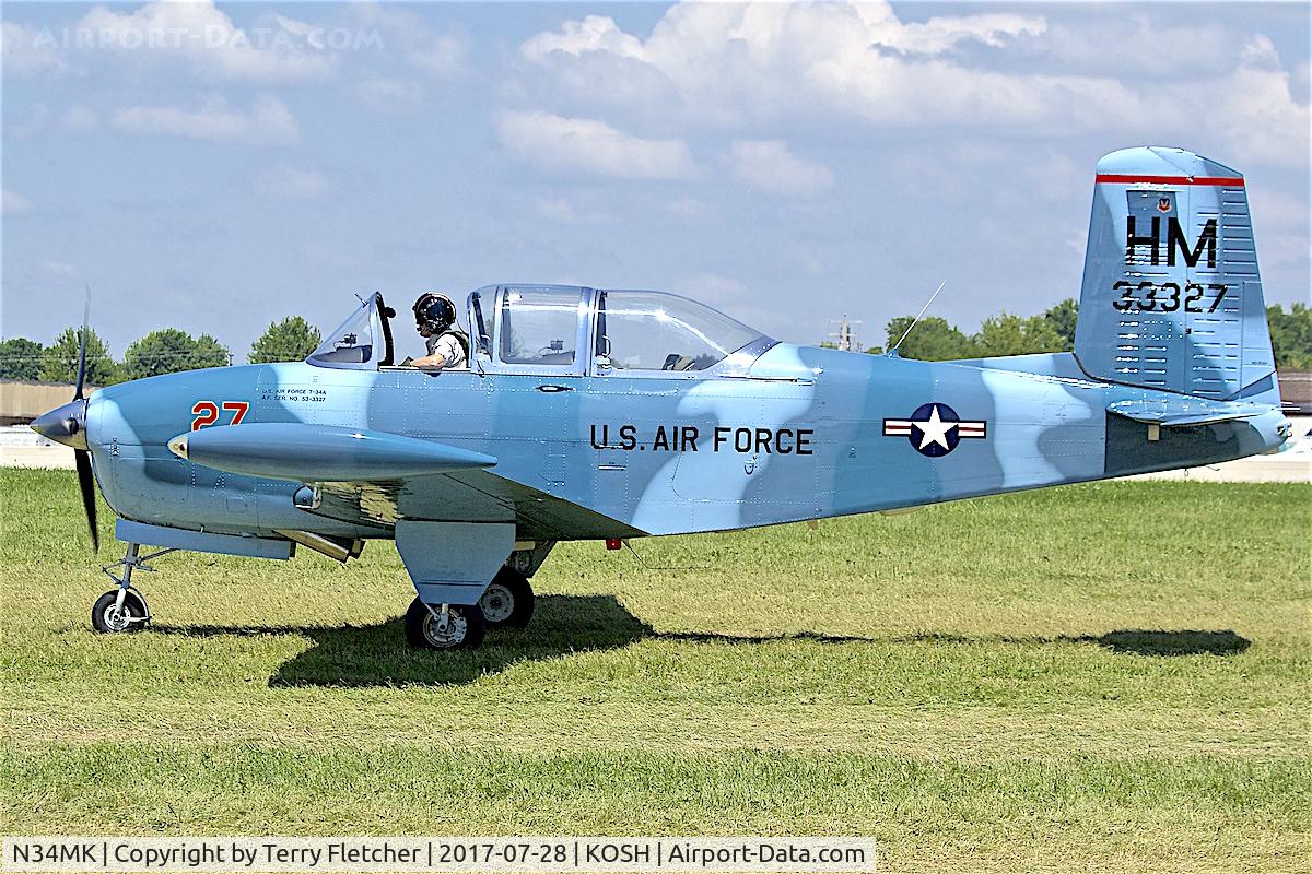 N34MK, 1953 Beech A45 C/N G-88, At 2017 EAA AirVenture at Oshkosh