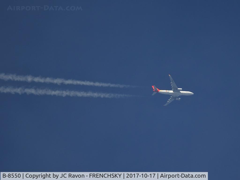 B-8550, 2009 Airbus A330-243 C/N 1028, overflying Bordeaux airport, 