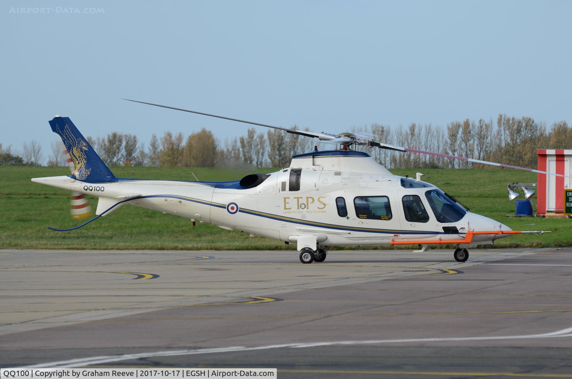 QQ100, 2001 Agusta A-109E Power C/N 11131, Departing from Norwich.