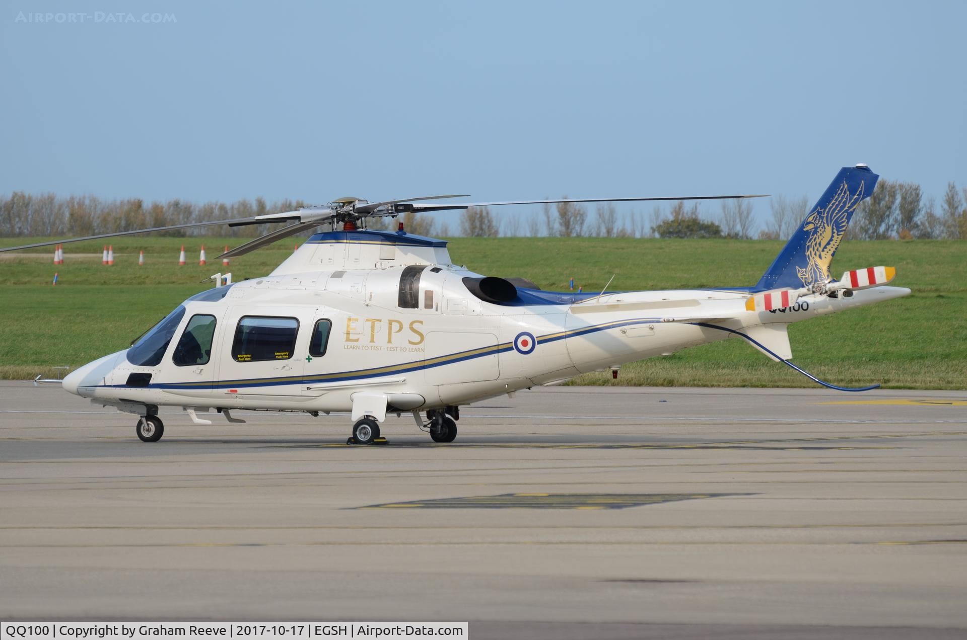 QQ100, 2001 Agusta A-109E Power C/N 11131, Parked at Norwich.
