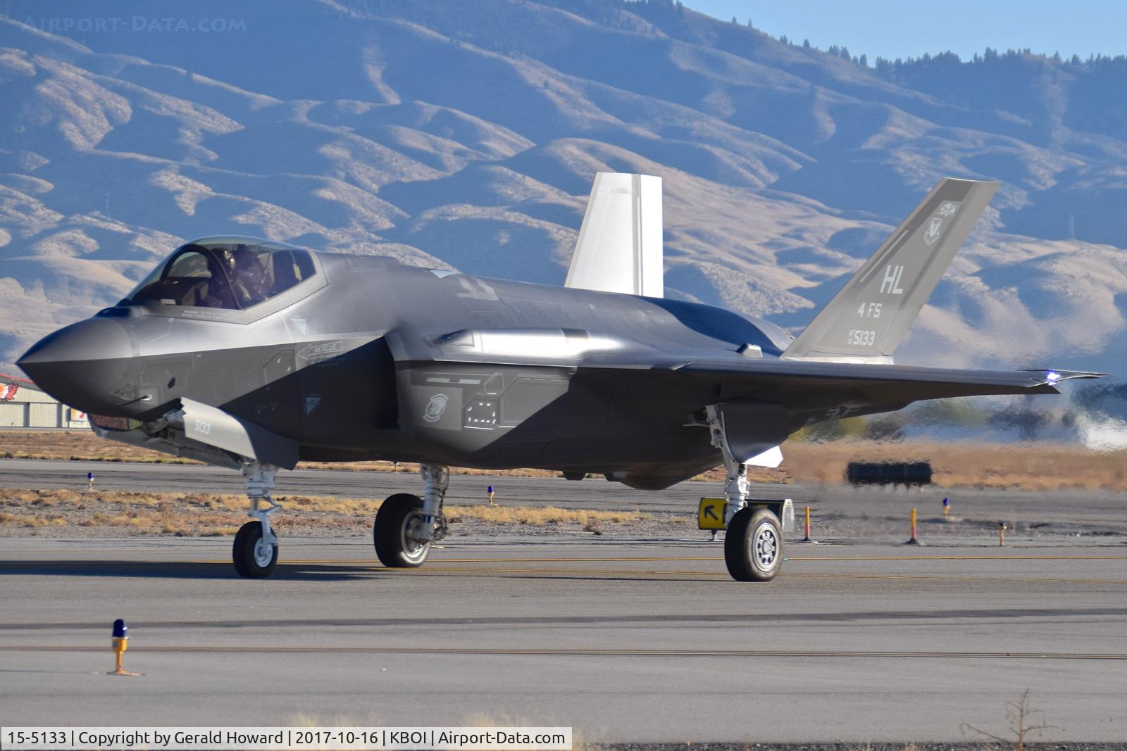15-5133, 2015 Lockheed Martin F-35A Lightning II C/N AF-124, Taxiing on Foxtrot for RWY 10R. 4th Fighter Sq., 388th Fighter Wing, Hill AFB, Utah.