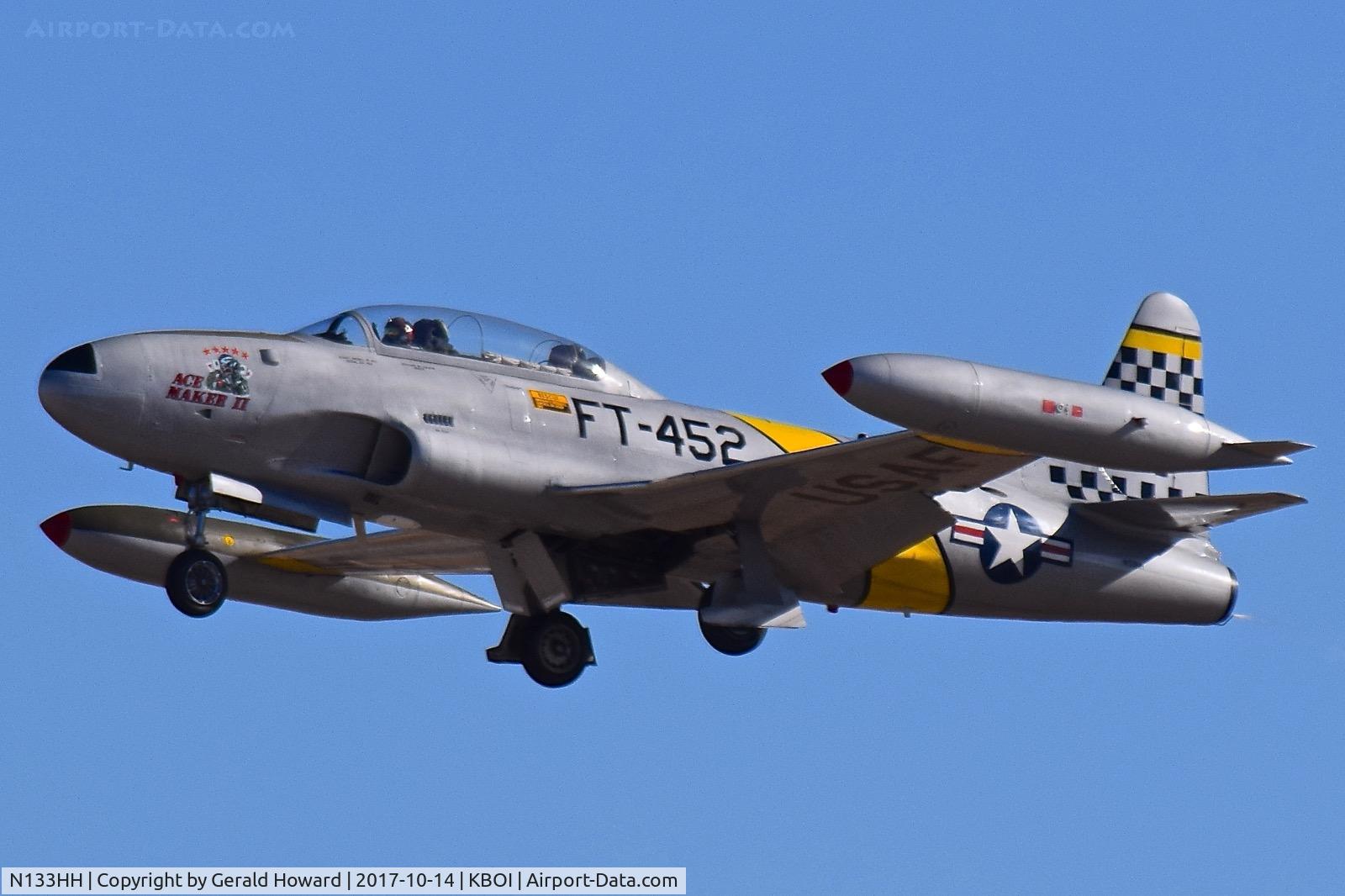 N133HH, 1954 Canadair CT-133 Silver Star 3 (CL-30) C/N T33-452, Exhibition flight during Gowen Field air show.