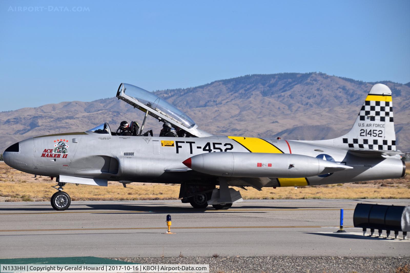 N133HH, 1954 Canadair CT-133 Silver Star 3 (CL-30) C/N T33-452, Taxiing on Foxtrot to RWY 10R.