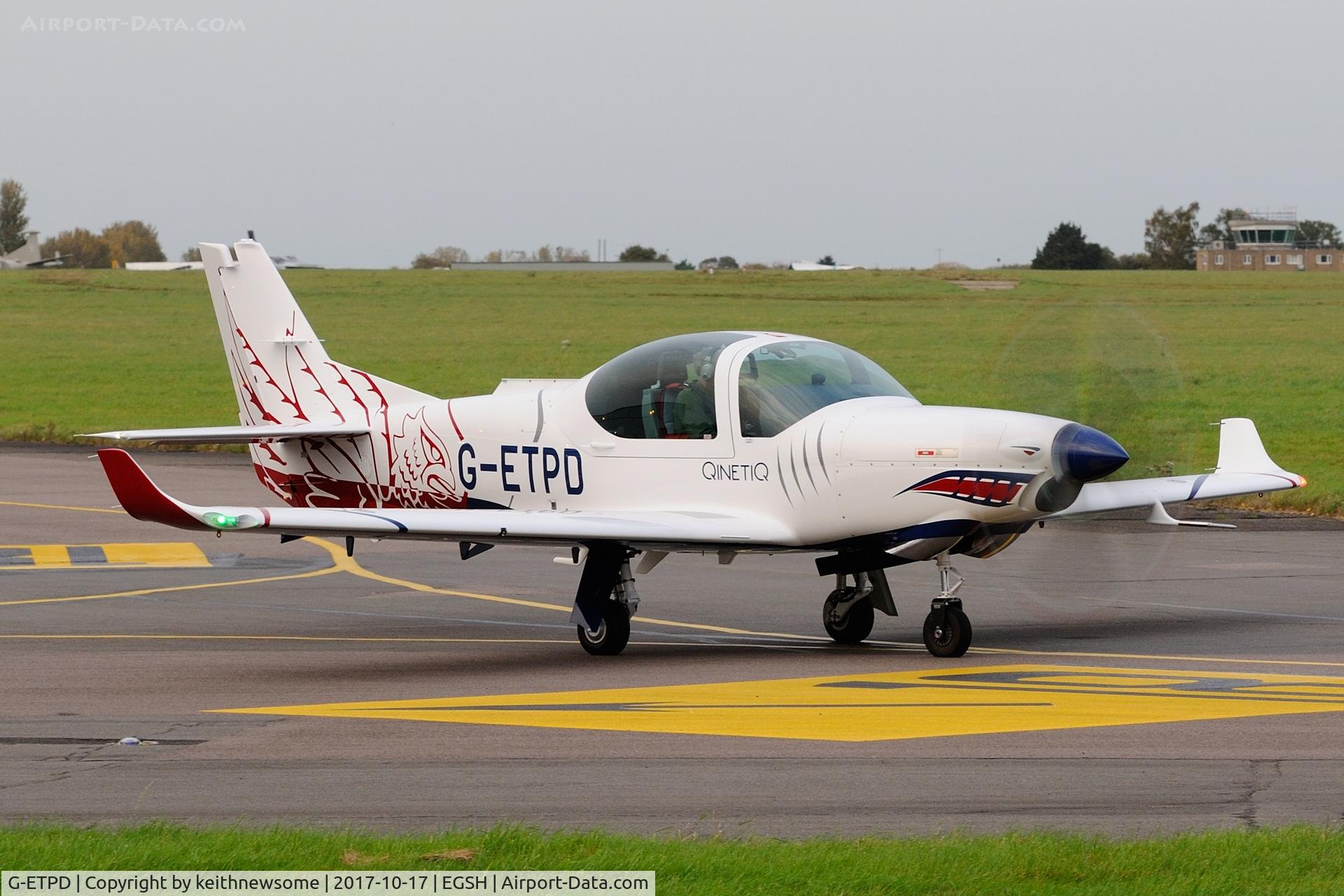 G-ETPD, 2017 Grob G-120TP-A C/N 11126, Leaving Norwich for Boscombe Down.
