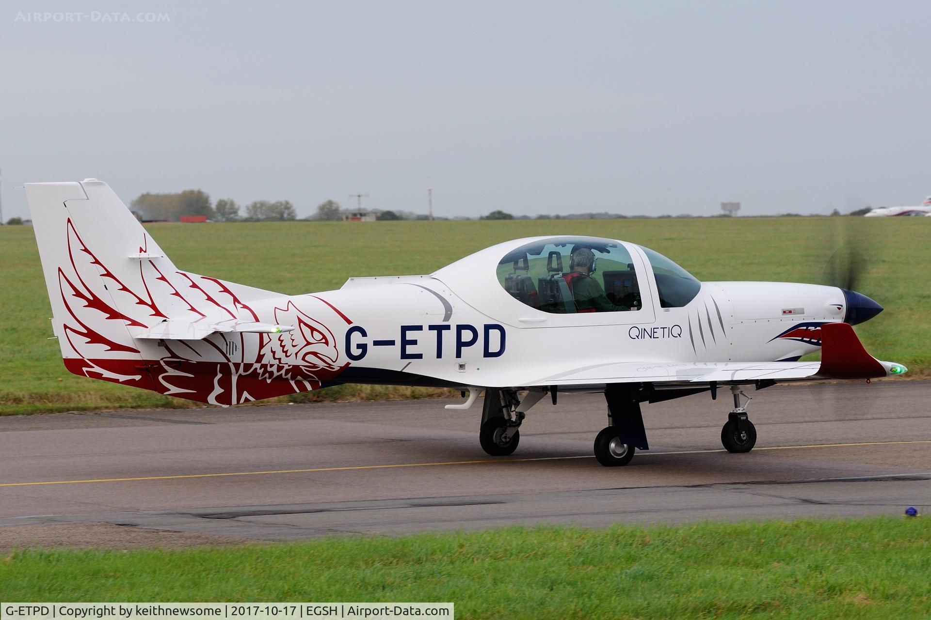 G-ETPD, 2017 Grob G-120TP-A C/N 11126, Leaving Norwich for Boscombe Down.