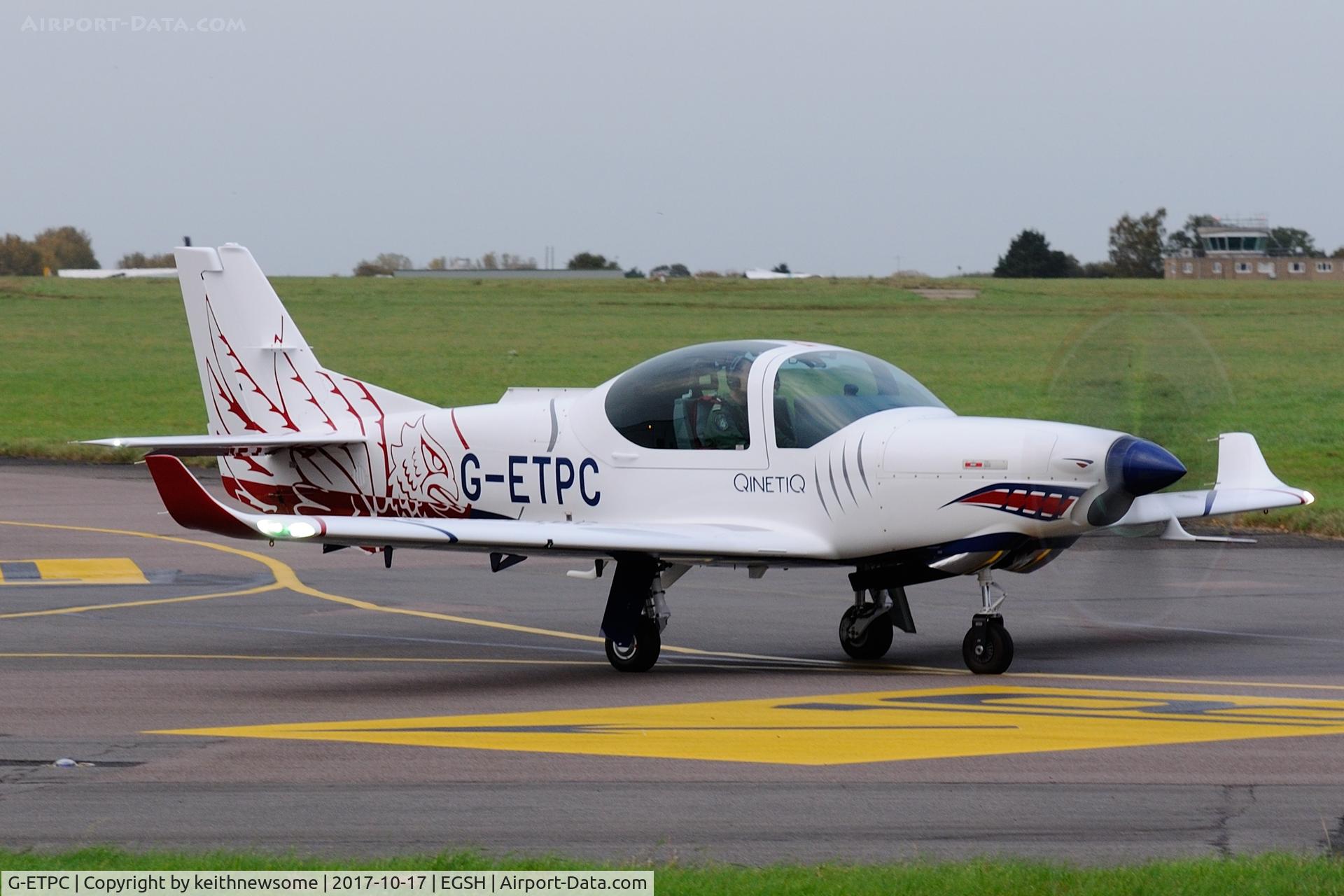 G-ETPC, 2017 Grob G-120TP-A C/N 11125, Leaving Norwich for Boscombe Down.