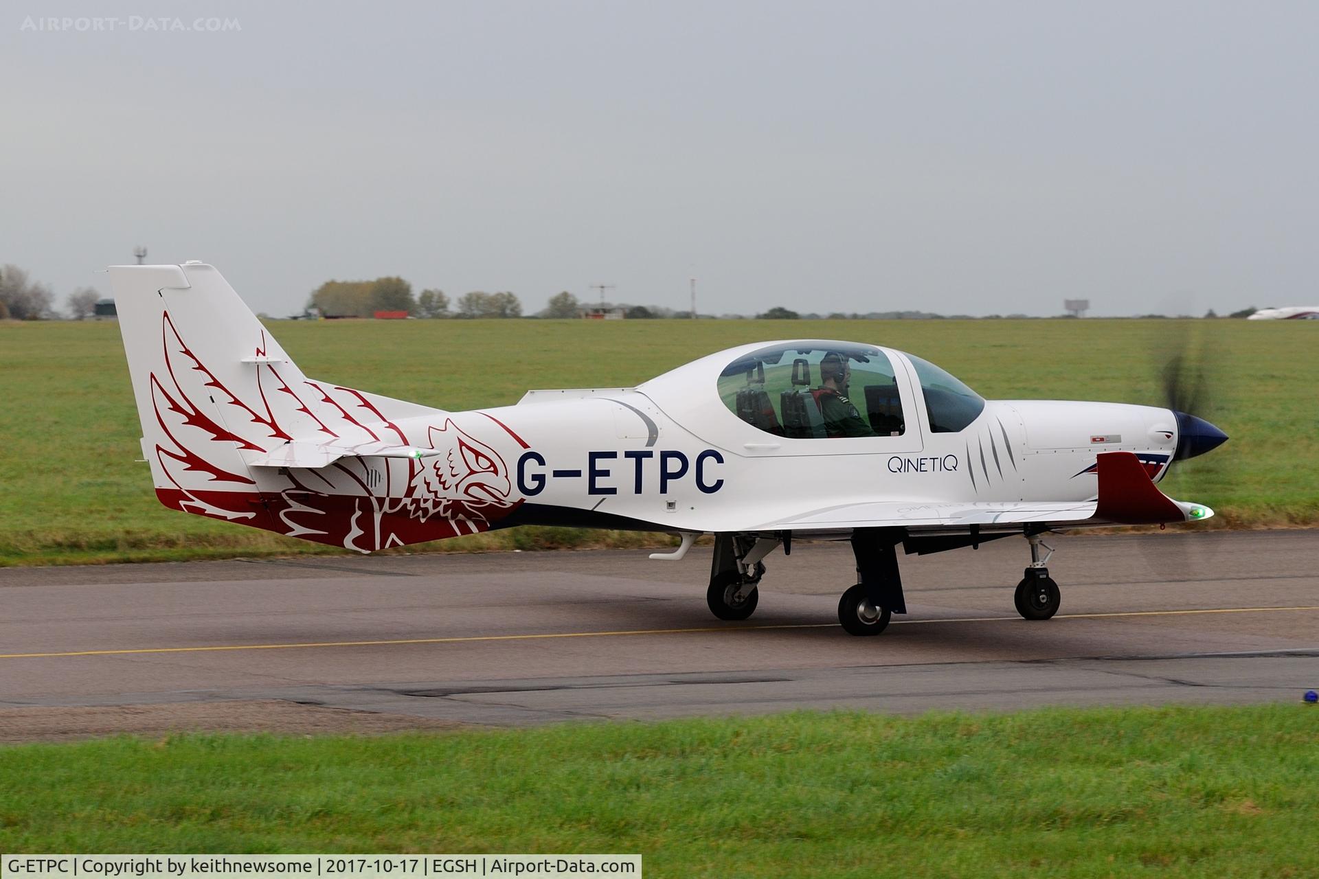 G-ETPC, 2017 Grob G-120TP-A C/N 11125, Leaving Norwich for Boscombe Down.