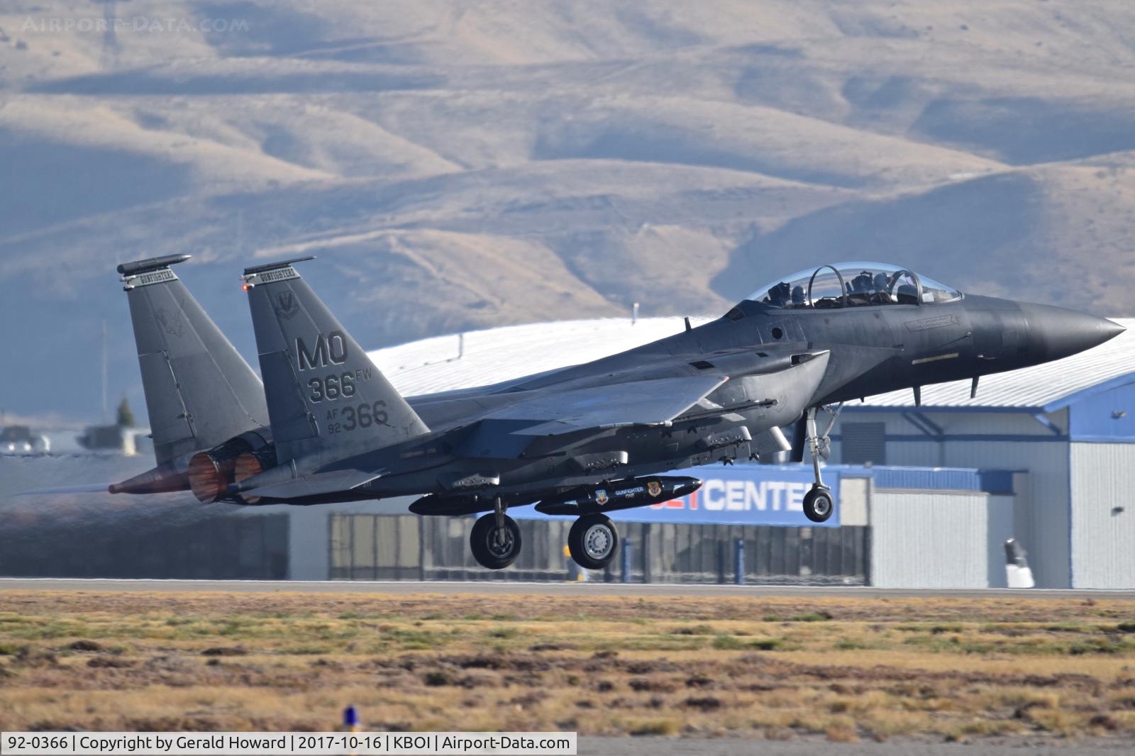 92-0366, 1992 McDonnell Douglas F-15E Strike Eagle C/N 1250/E208, Starting climb out.  391st Fighter Sq. 