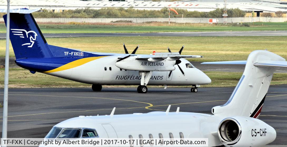 TF-FXK, 1996 De Havilland Canada DHC-8-202 Dash 8 C/N 446, Belfast City.  Air Iceland Connect TF-FXK arriving from Keflavik.