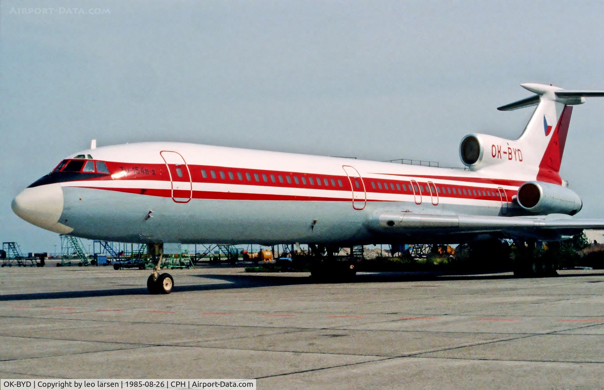 OK-BYD, 1984 Tupolev Tu-154B-2 C/N 84A601, Copenhagen 26.8.1985 brand new ,del 13.5.85