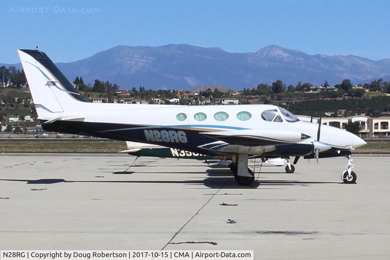 N28RG, 1977 Cessna 340A C/N 340A0347, 1977 Cessna 340A, two Continental TSIO-520-NB 310 Hp each, pressurized, 6 seats. On KCMA transient ramp