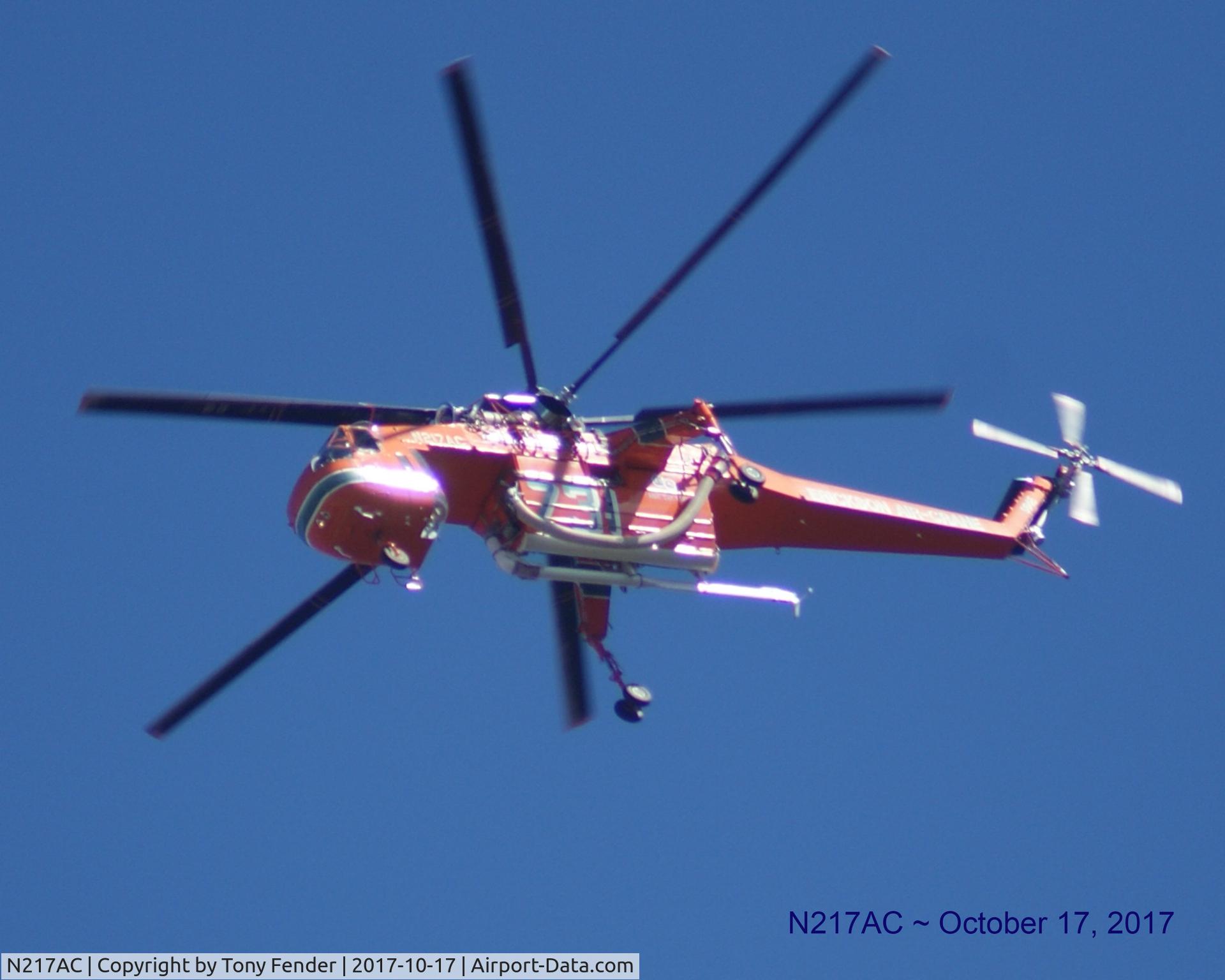N217AC, 1968 Sikorsky CH-54A Tarhe C/N 64064, Over San Gabriel Valley while supporting the Wilson Fire fighting effort