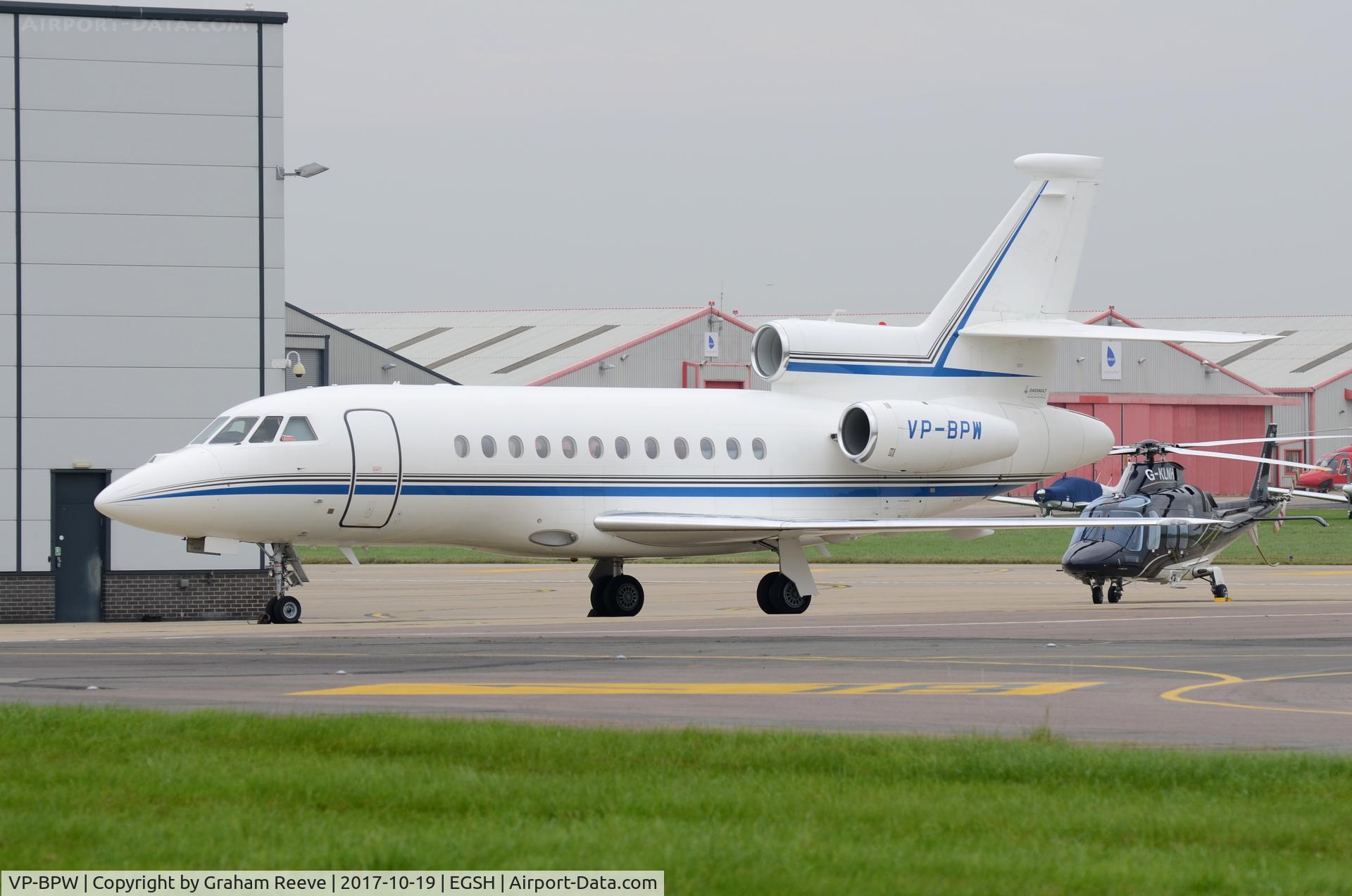 VP-BPW, 2009 Dassault Falcon 900EX-EASy C/N 225, Parked at Norwich.