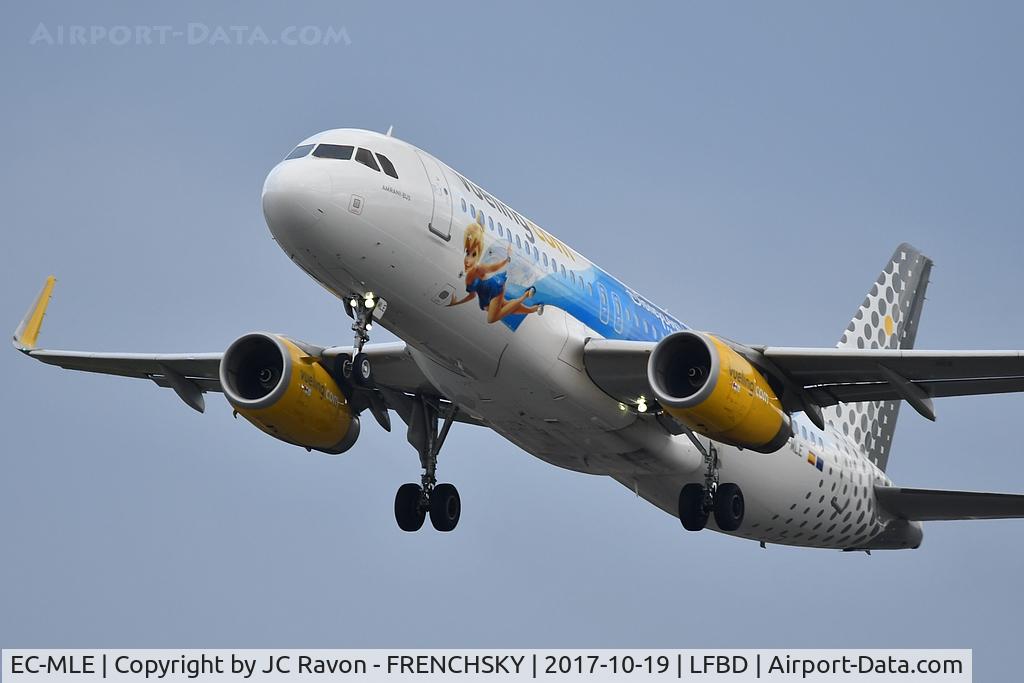 EC-MLE, 2016 Airbus A320-232 C/N 7109, Vueling (25 years Disneyland Livery) VY1228 to Palma de Mallorca (PMI) take of runway 23
