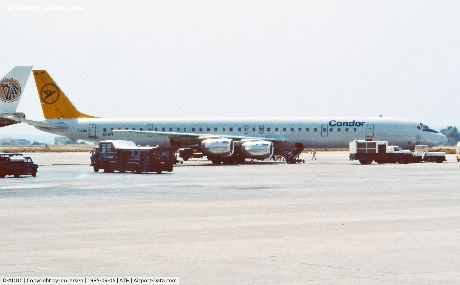 D-ADUC, 1969 Douglas DC-8-63 C/N 46106, Athens 6.9.1985