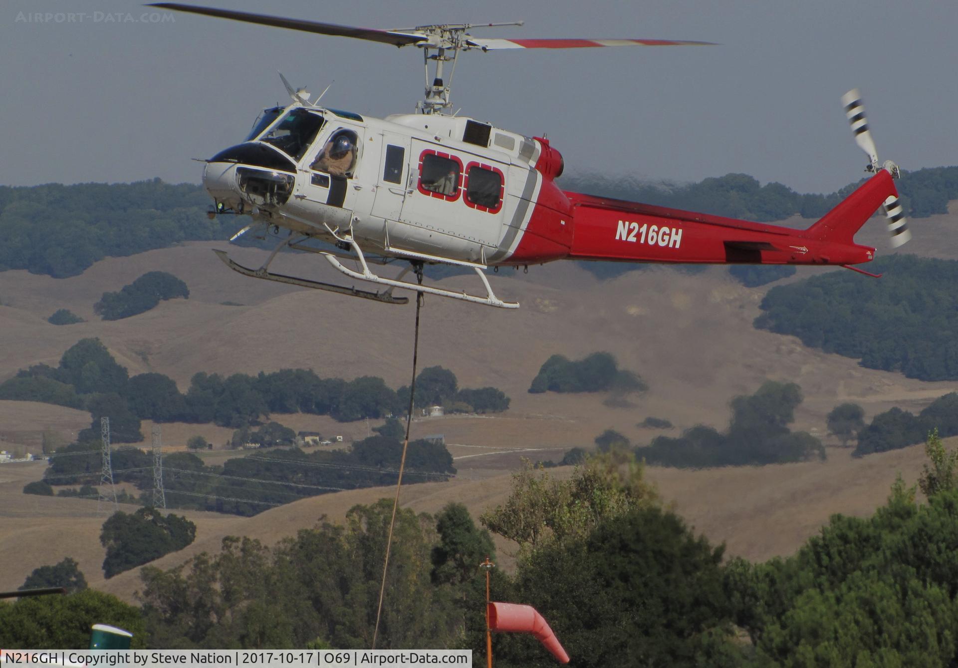 N216GH, 1969 Bell 205A-1++ C/N 30036, Rotorcraft Support Inc. (Van Nuys, CA) 1969 Bell 205A-1 returning to Petaluma Municipal Airport, CA temporary home base from making water drops on the devastating October 2017 Northern California wildfires