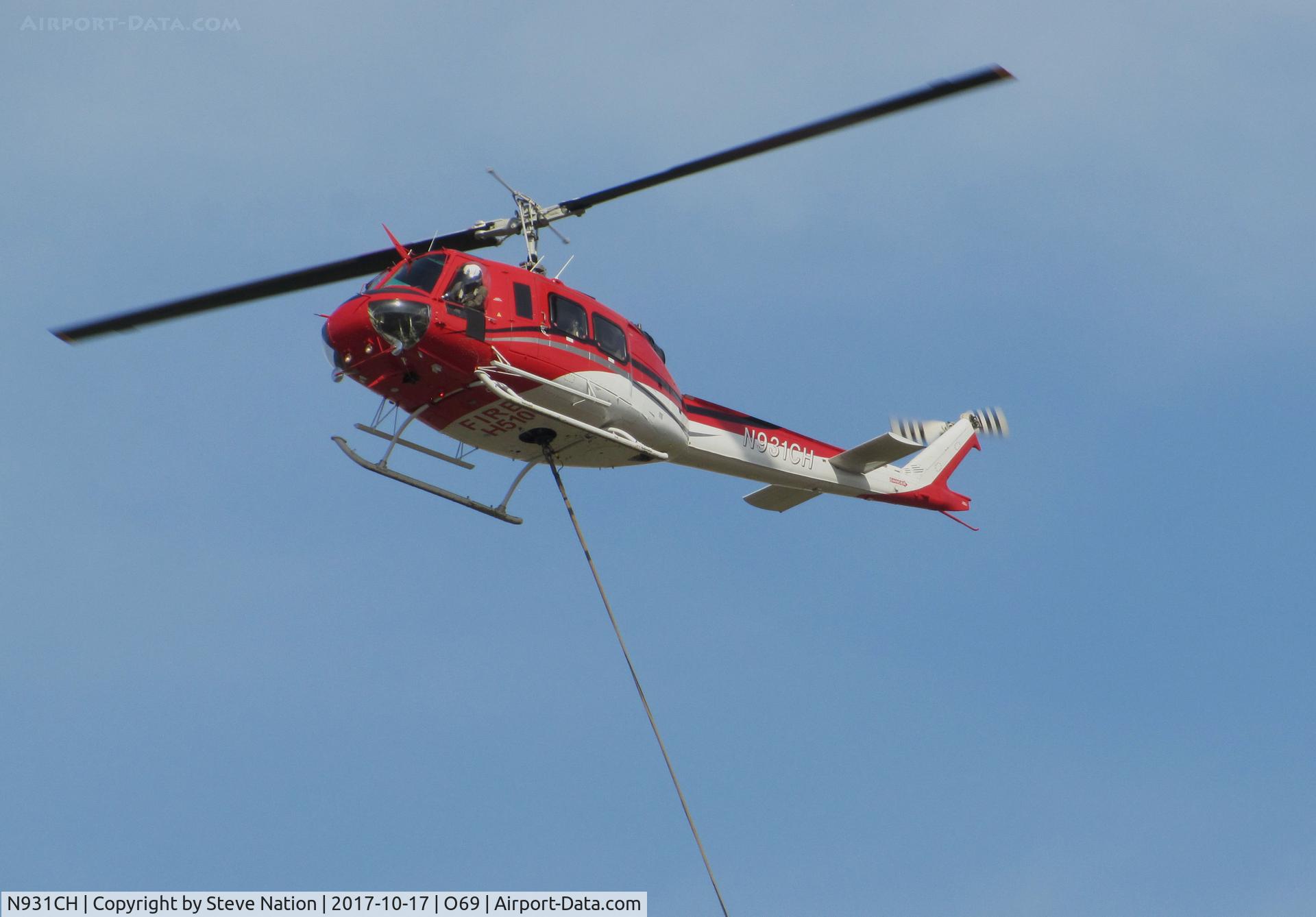 N931CH, 1972 Bell 205A-1 C/N 30110, Heligroup Fire LLC (Missoula, MT) 1972 Bell 205A-1 FIRE H510 returning to Petaluma Municipal Airport, CA temporary home base from making water drops on the devastating October 2017 Northern California wildfires