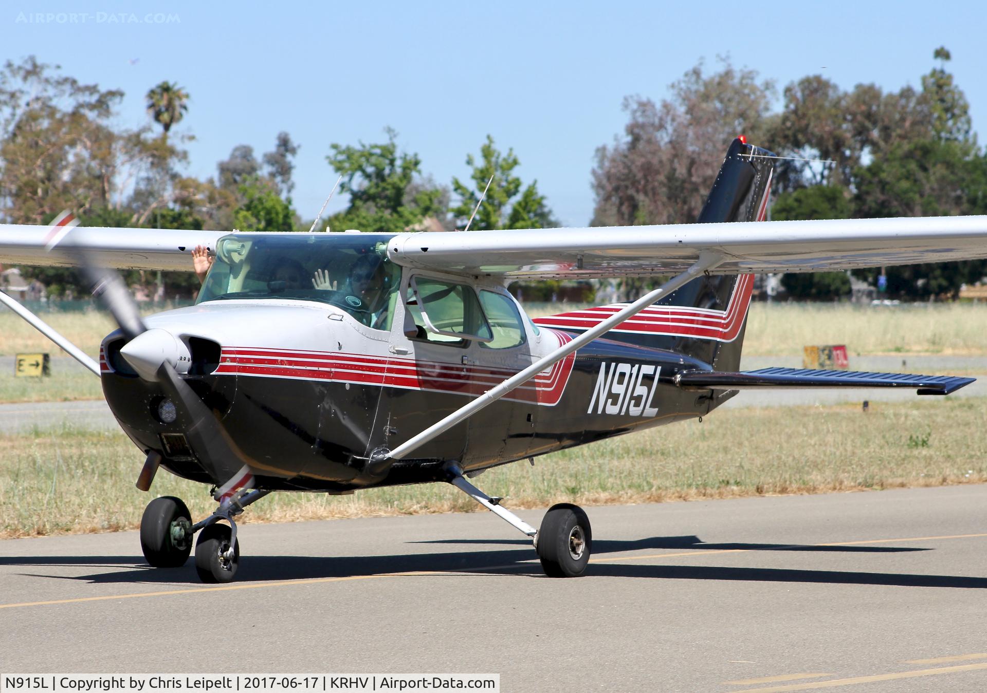 N915L, 1976 Cessna 172M C/N 17267355, Locally-based 1976 Cessna 172M taxing out for departure at Reid Hillview Airport, San Jose, CA.