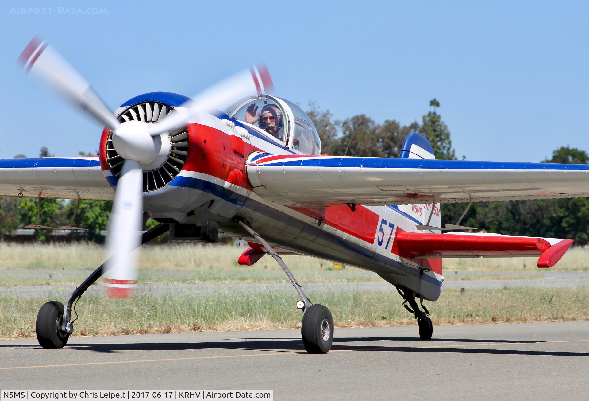 N5MS, 1992 Yakovlev Yak-55M C/N 920703, Locally-based 1992 Yak-55M taxing back to its hangar after a flight out of Reid Hillview Airport, San Jose, CA.